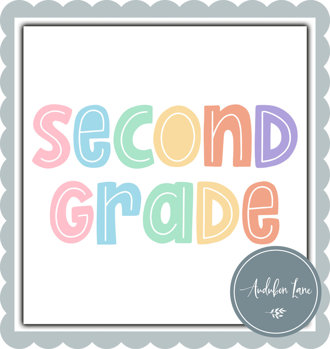 Second Grade Split Letter Pastel Color Letters Ready To Press DTF Direct To Film Transfer