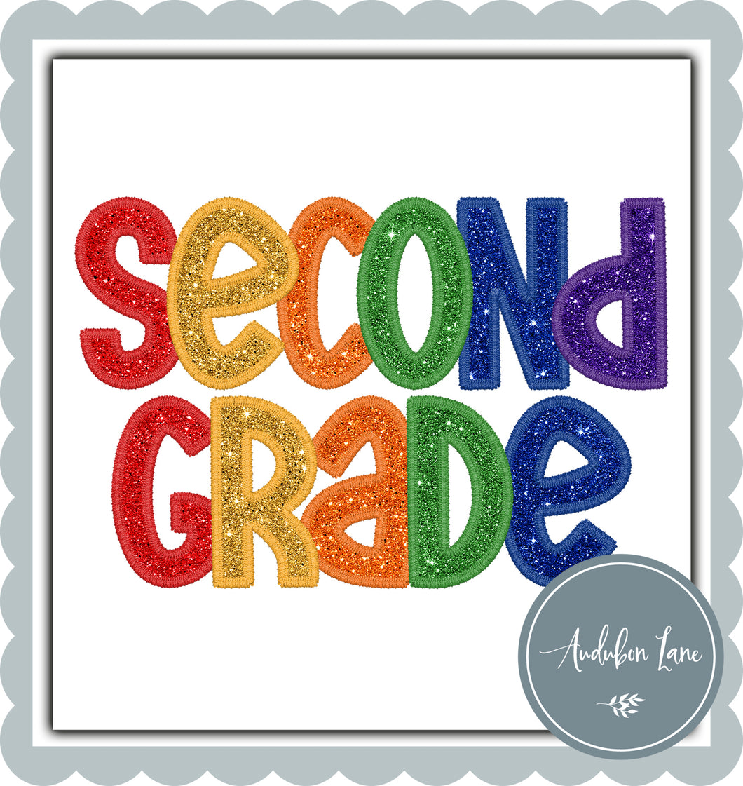 Second Grade Primary Colors Faux Embroidery and Glitter