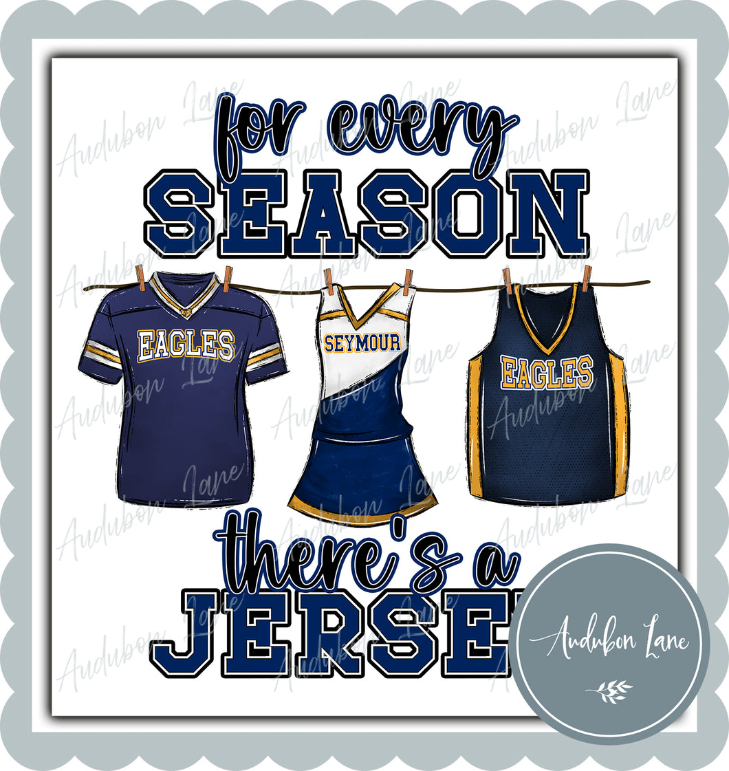 Seymour Eagles Jersey Yellow Gold and Navy Football Cheer Basketball For Every Season Ready to Press DTF Transfer Customs Available On Request