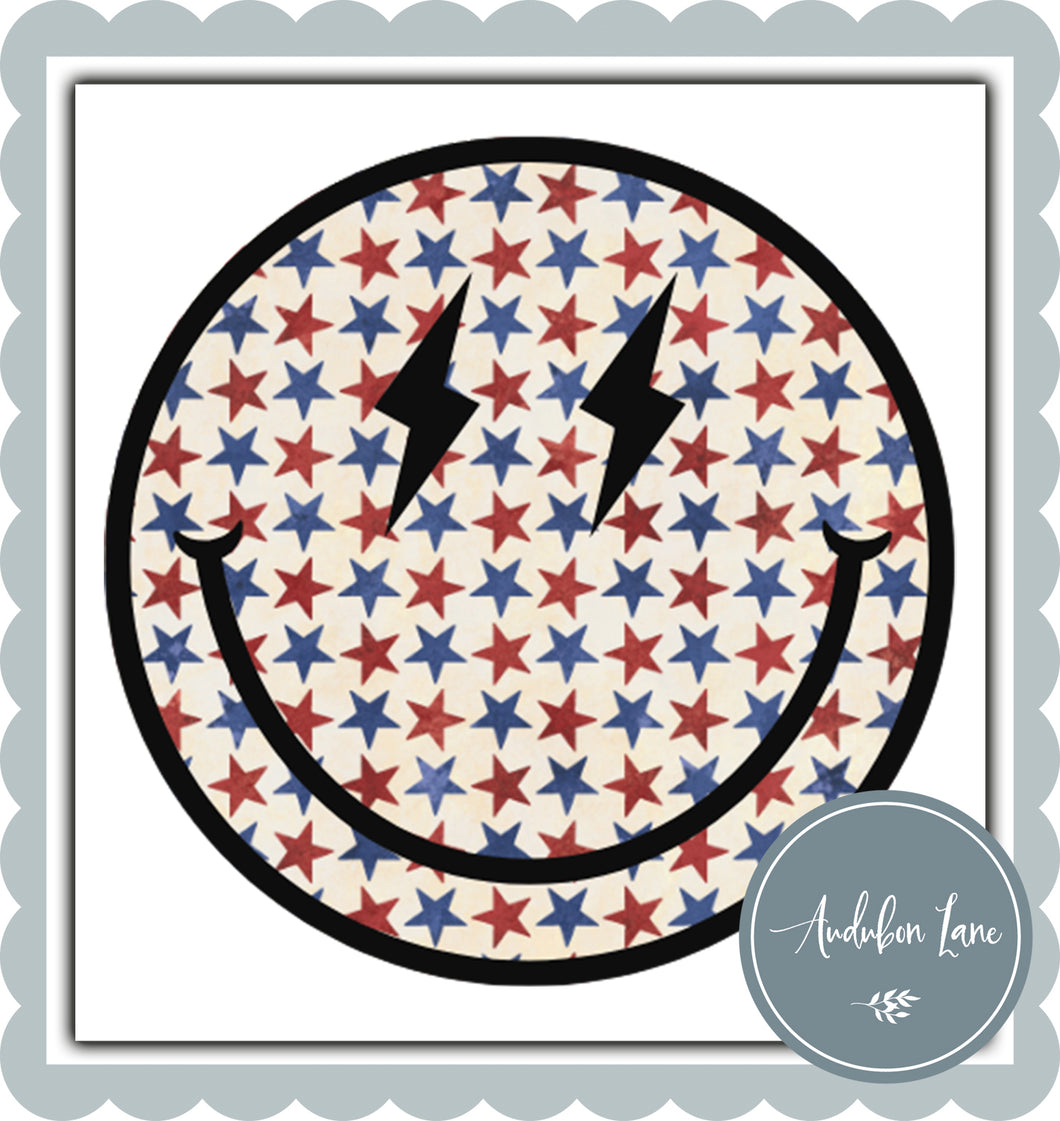 Red and Blue Stars Smiley Face
