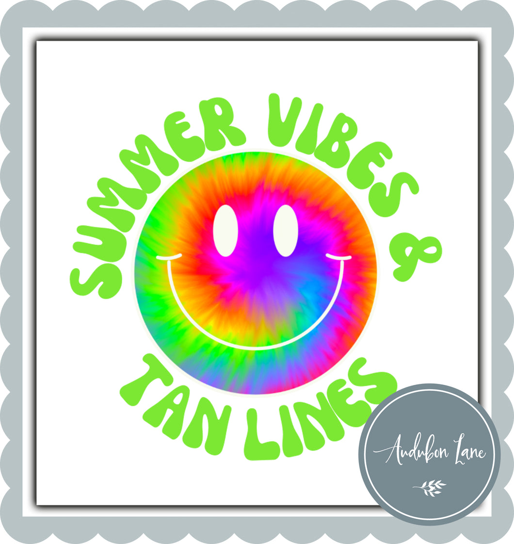 Summer Vibes and Tan Lines Tye Dyed Smiley