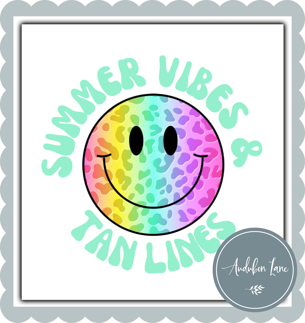 Summer Vibes and Tan Lines Leopard Rainbow Smiley