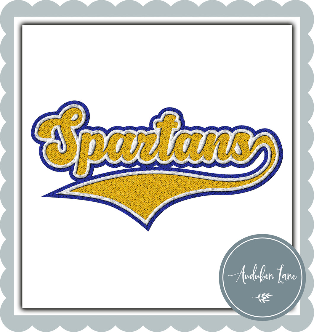 Spartans Faux Yellow and White and Royal Blue Embroidery