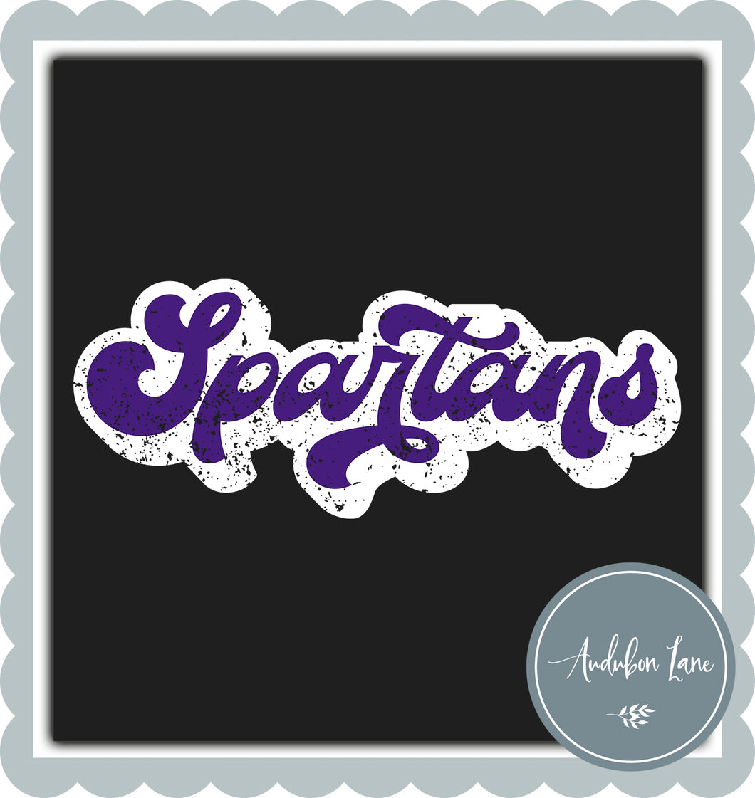 Spartans Retro Distressed Purple and White Print Ready To Press DTF Transfer Custom Colors Available On Request
