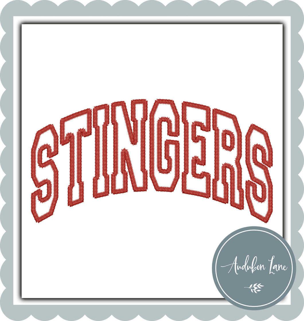 Stingers Arched Faux Red Embroidery