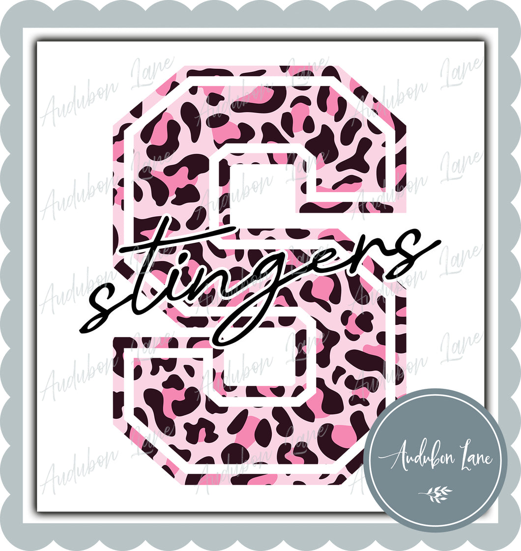 Stingers Breast Cancer Awareness Pink Leopard Mascot Letter Ready to Press DTF Transfer Customs Available On Request