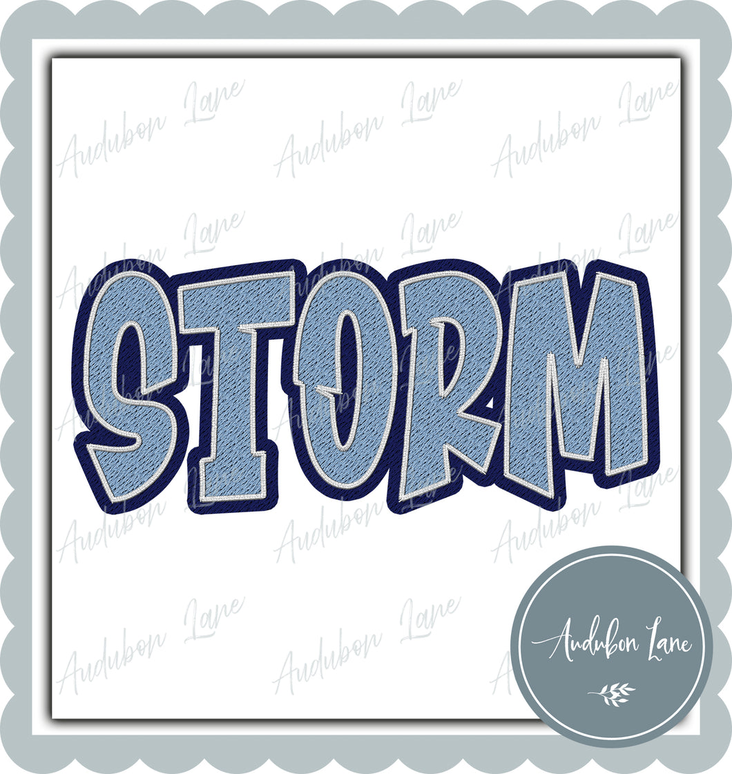 Storm Graffiti Style Mesh Lt Blue and Navy Mascot Ready to Press DTF Transfer Customs Available On Request