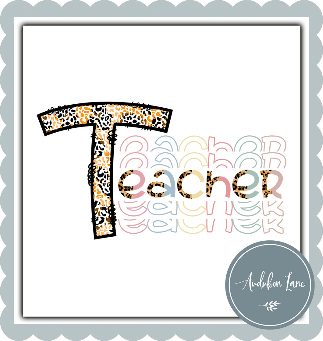 Teacher Leopard Stacked Pastel