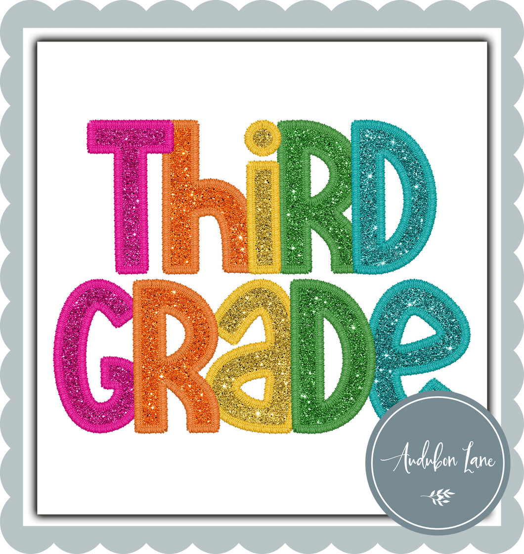 Third Grade Bright Colors Faux Embroidery and Glitter