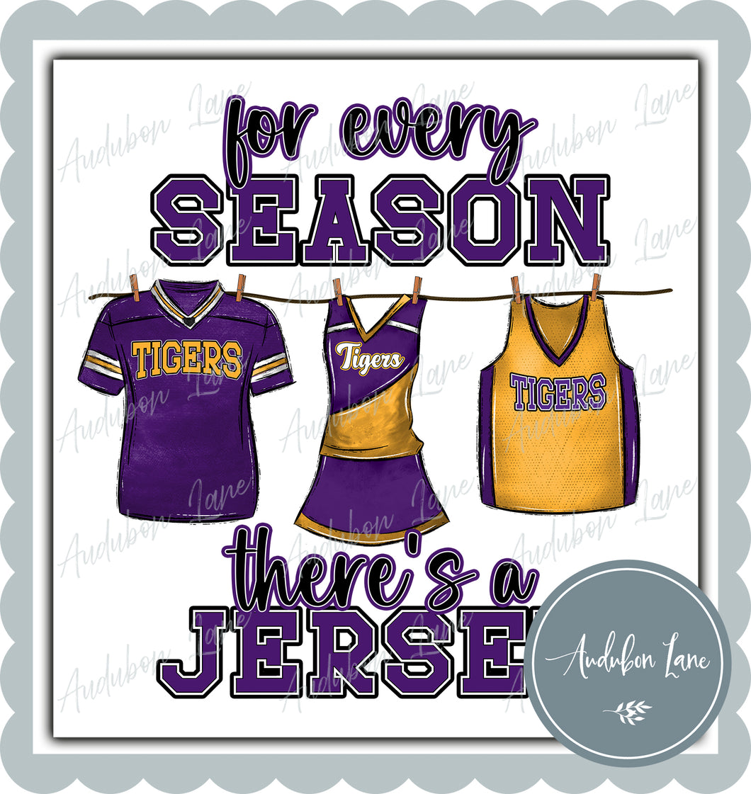 Tigers Jersey Purple and Yellow Gold For Every Season with Cheer Ready to Press DTF Transfer Customs Available On Request