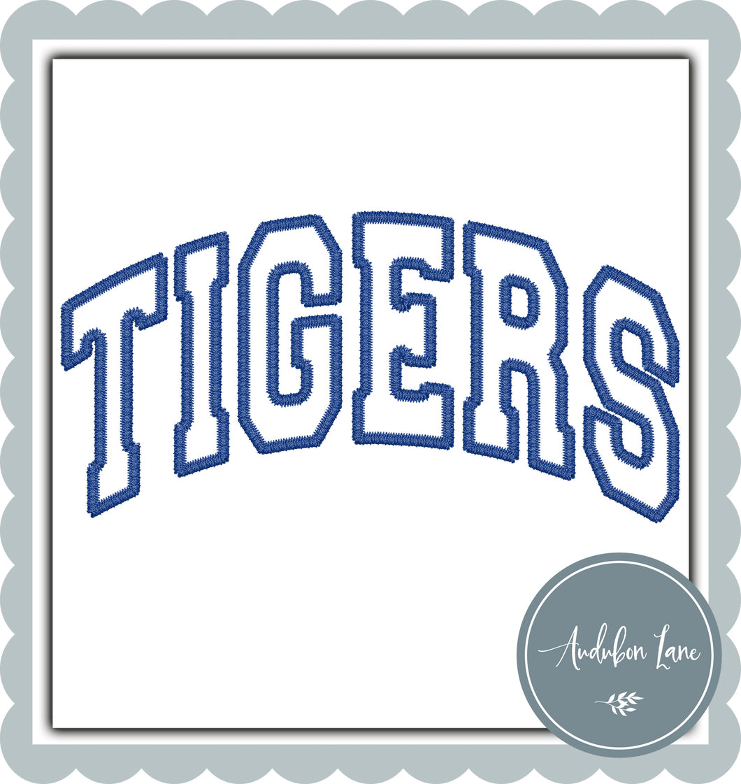 Tigers Faux Blue Embroidery