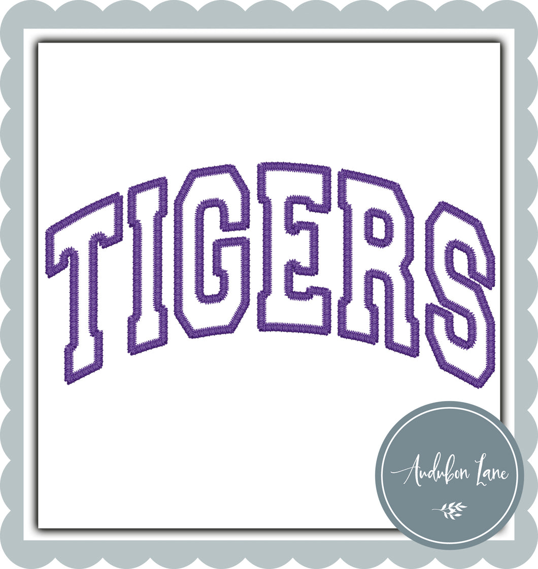 Tigers Faux Purple Embroidery
