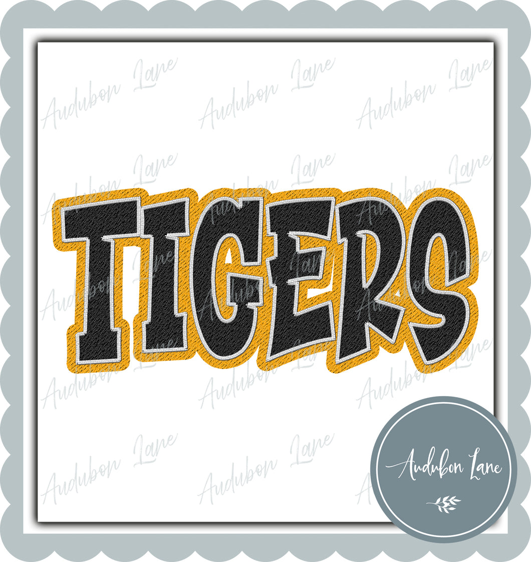 Tigers Graffiti Style Mesh Black and Yellow Gold Mascot Ready to Press DTF Transfer Customs Available On Request