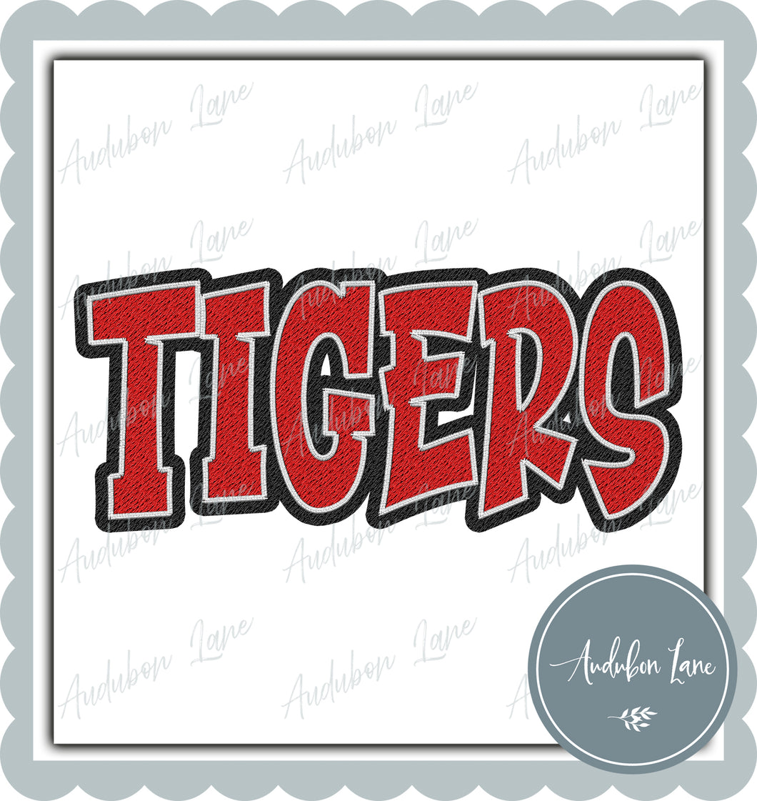 Tigers Graffiti Style Mesh Red and Black Mascot Ready to Press DTF Transfer Customs Available On Request