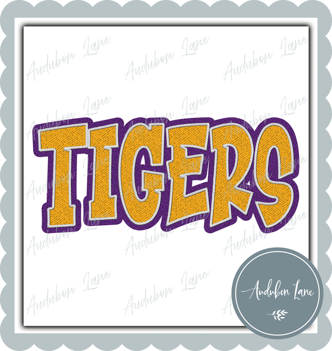 Tigers Graffiti Style Mesh Yellow Gold and Purple Mascot Ready to Press DTF Transfer Customs Available On Request