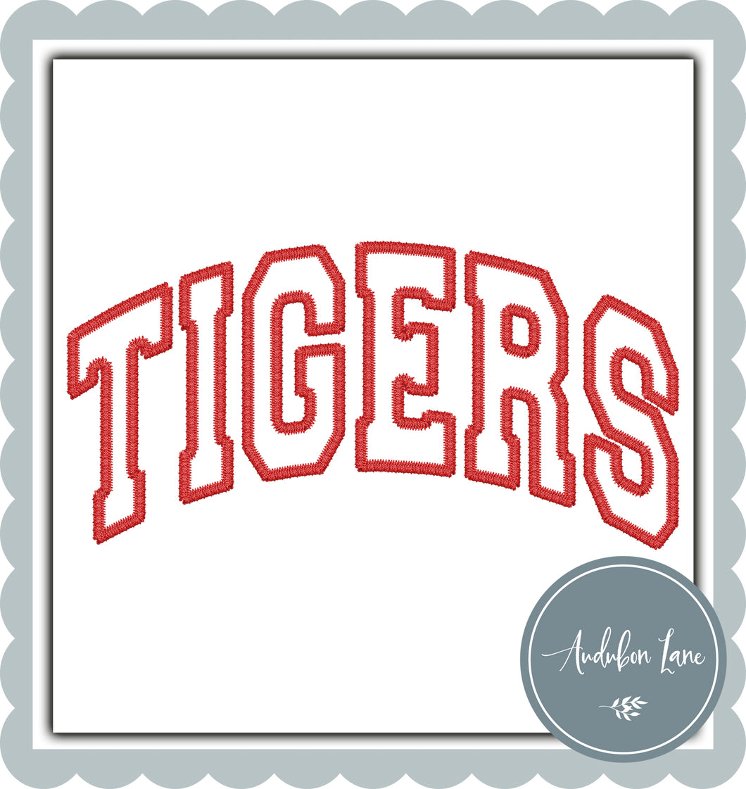 Tigers Faux Red Embroidery