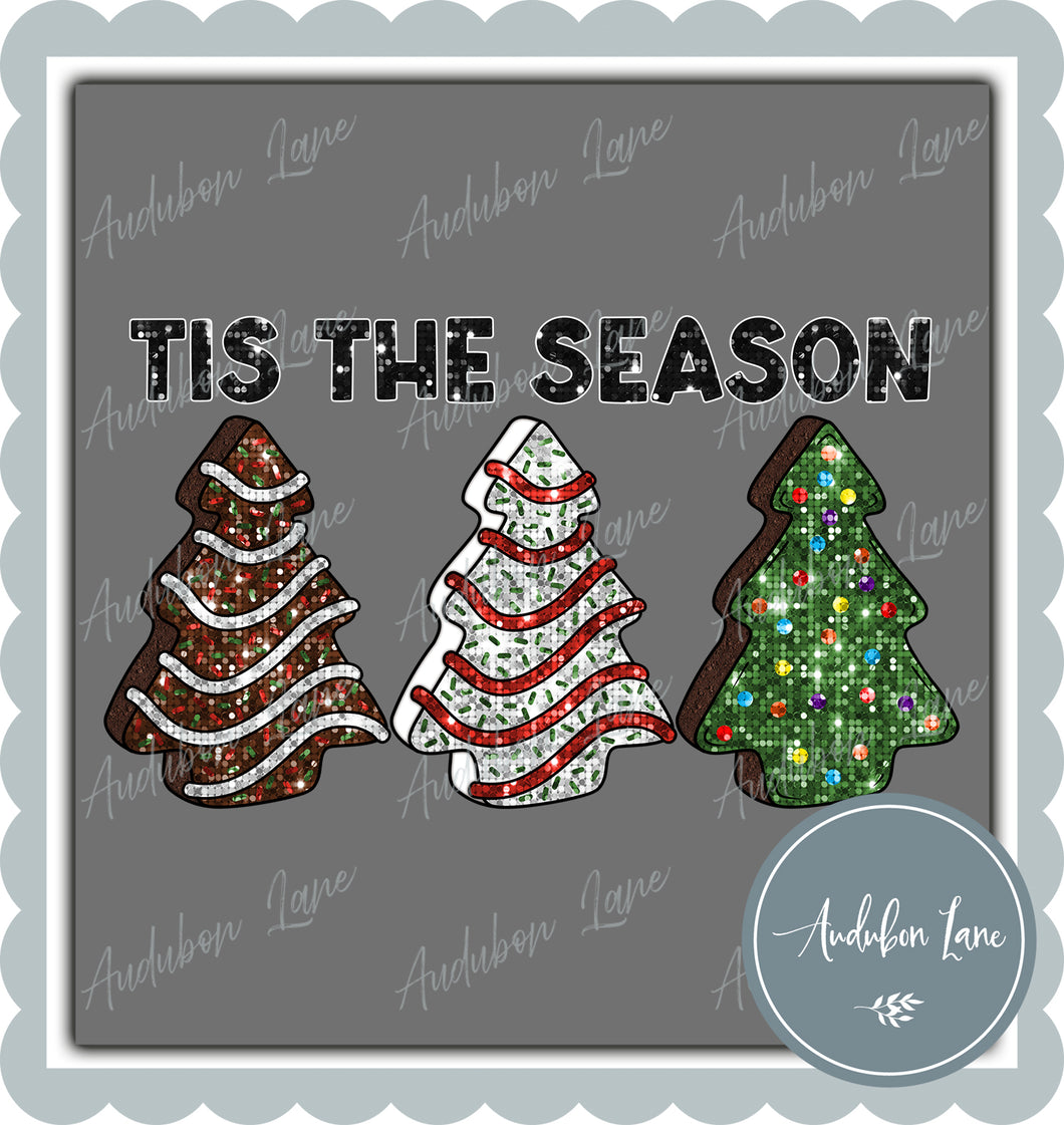 Tis The Season For Snacks Faux Sequin Print Ready To Press DTF Transfer