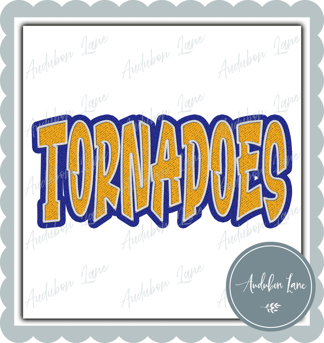 Tornadoes Graffiti Style Mesh Yellow Gold and Royal Blue Mascot Ready to Press DTF Transfer Customs Available On Request