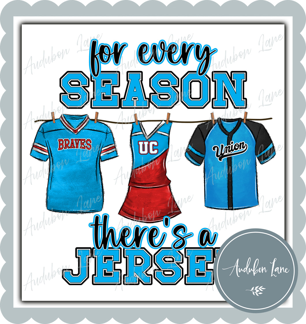Braves Jersey Lt Blue and Red with Cheer For Every Season Ready to Press DTF Transfer Customs Available On Request
