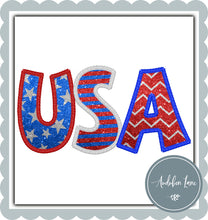 Load image into Gallery viewer, USA Faux Glitter and Embroidery
