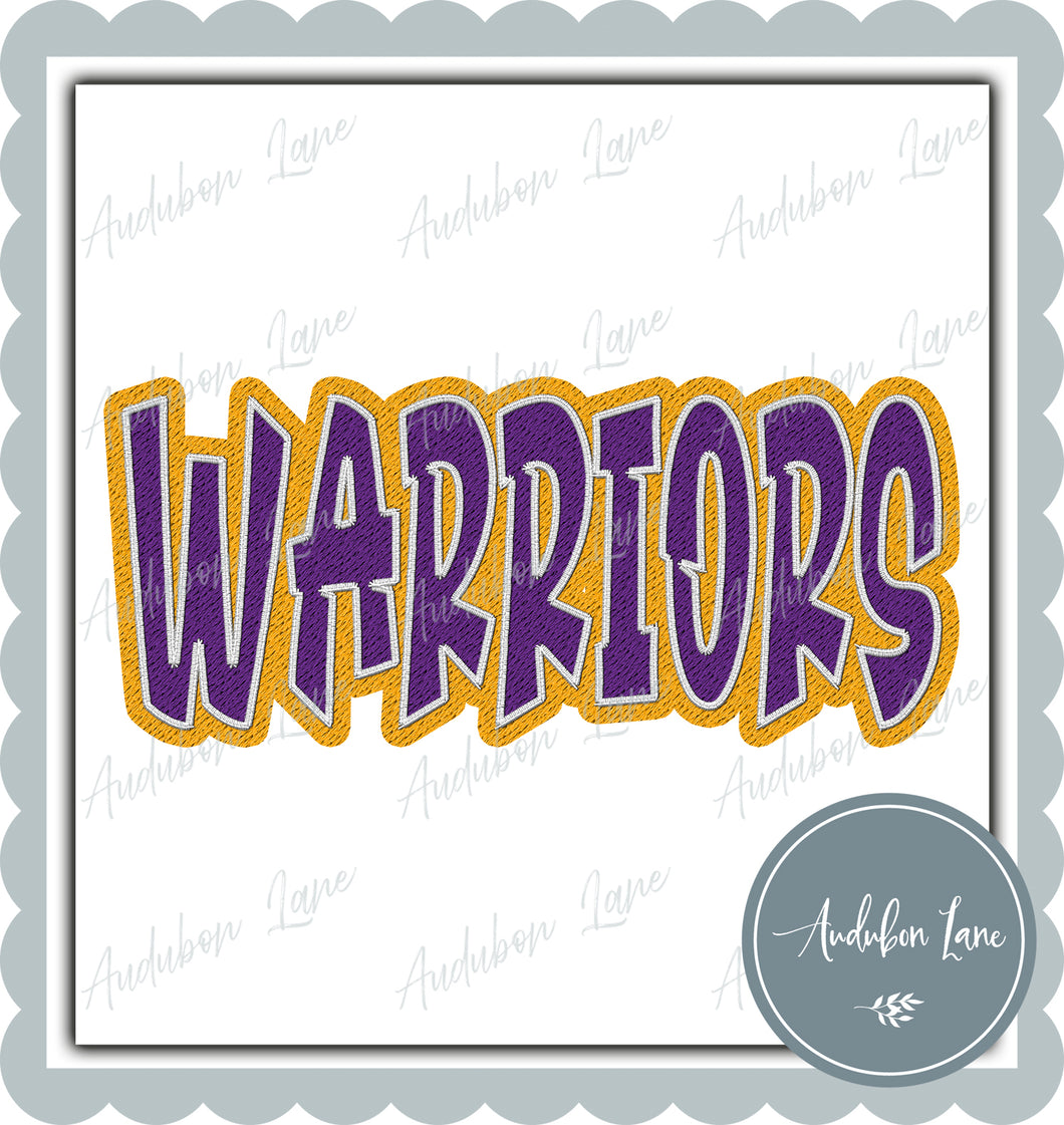 Warriors Graffiti Style Mesh Purple and Yellow Gold Mascot Ready to Press DTF Transfer Customs Available On Request