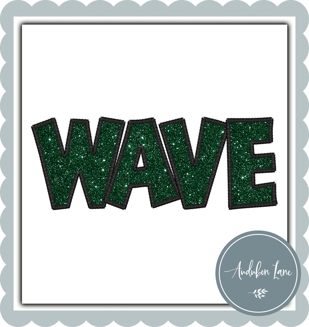 Greenwave Straight Across Dk Green Glitter with Black Embroidery