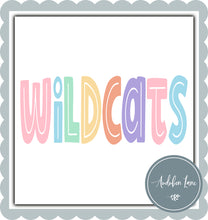 Load image into Gallery viewer, Wildcats Split Letter Pastel Color Mascot Ready To Press DTF Direct To Film Transfer
