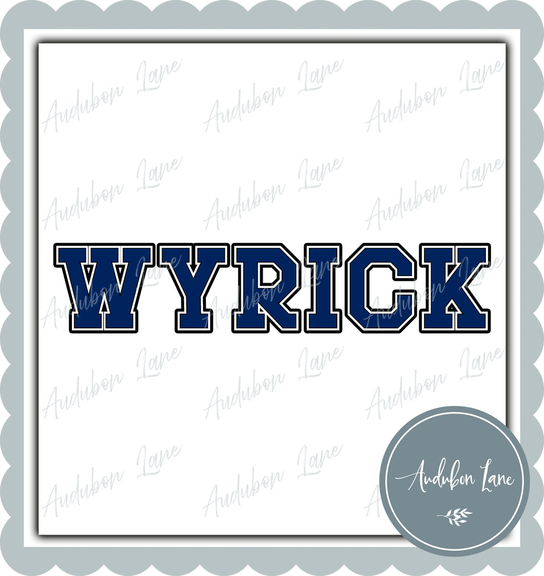 Firebirds Jersey Name Wyrick Navy For Every Season Back Add On Ready to Press DTF Transfer Customs Available On Request