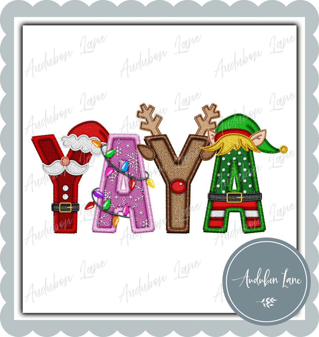 Yaya Christmas Faux Embroidery Print Ready To Press DTF Transfer Custom Requests Available