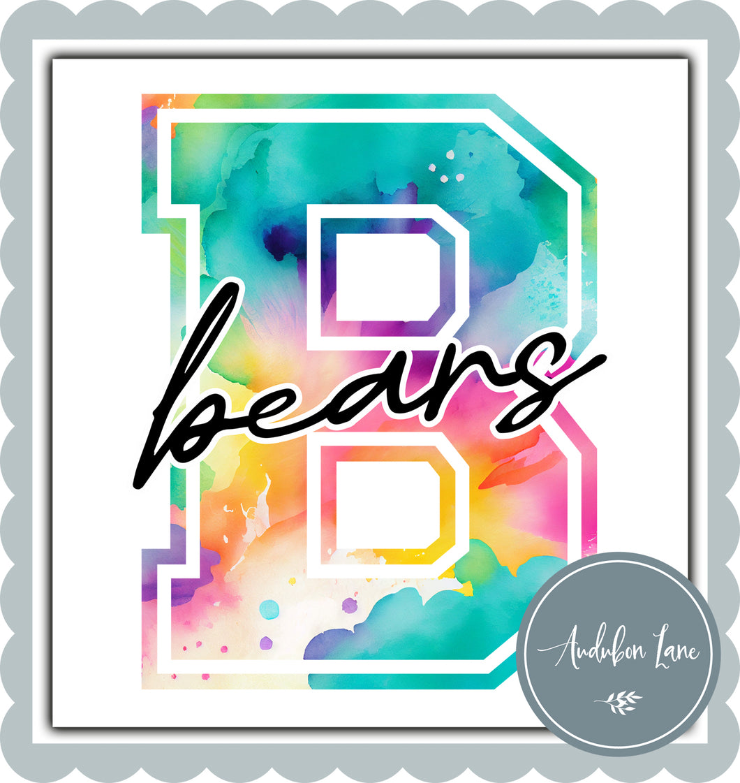 Bears Watercolor Team Mascot Letter