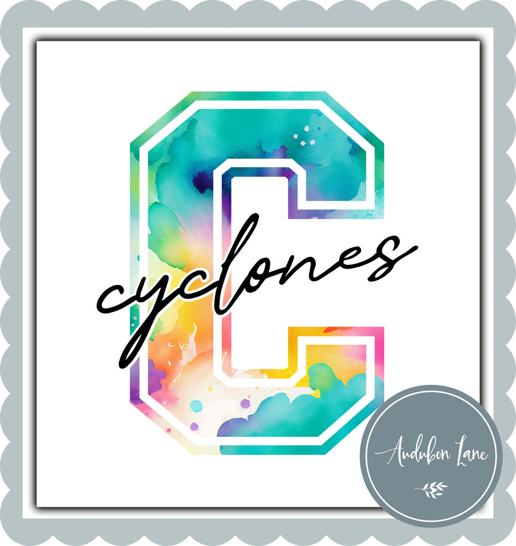 Cyclones Watercolor Team Mascot Letter