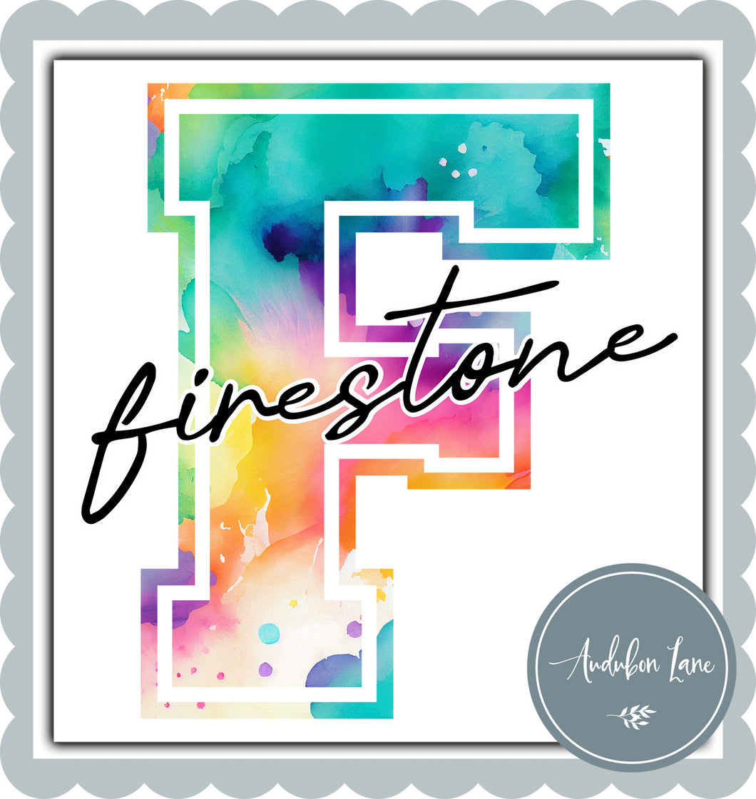 Firestone Watercolor Team Mascot Letter
