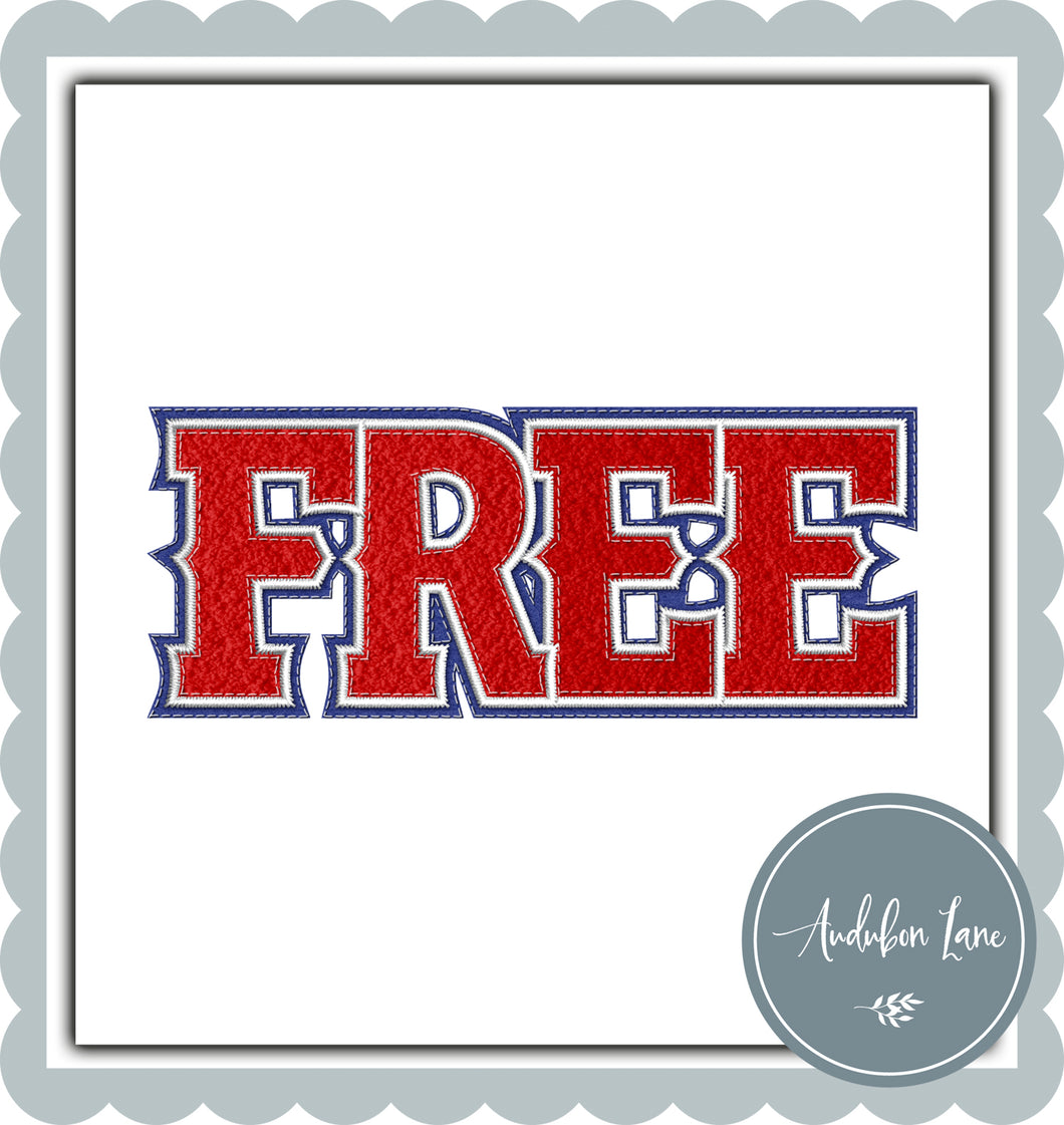 Faux Embroidery & Chenille with the Word Free