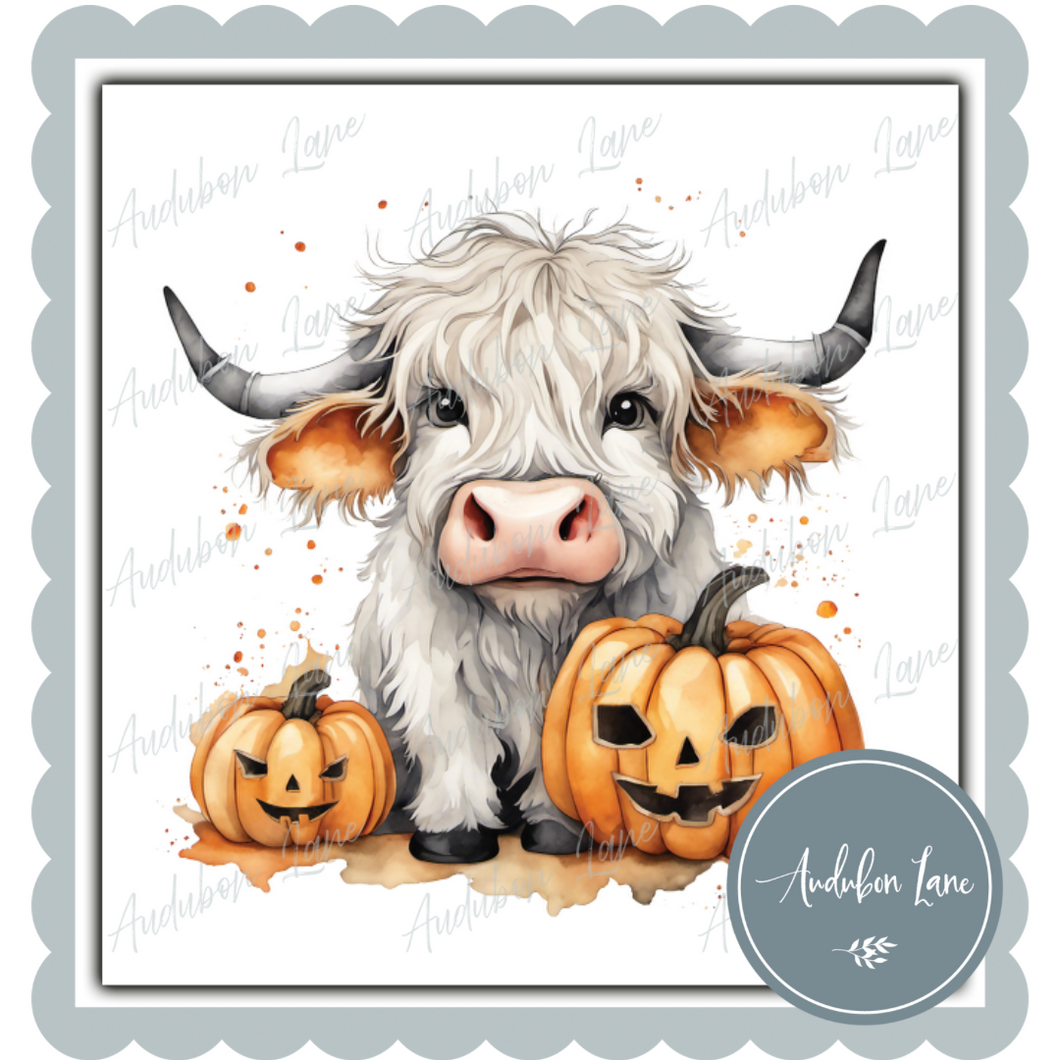 Highland Cow and Pumpkins Ready To Press DTF Transfer
