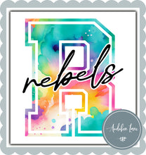 Load image into Gallery viewer, Rebels Watercolor Team Mascot Letter
