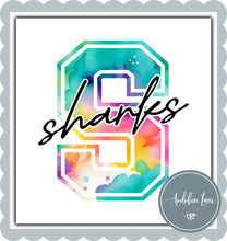 Load image into Gallery viewer, Sharks Watercolor Team Mascot Letter
