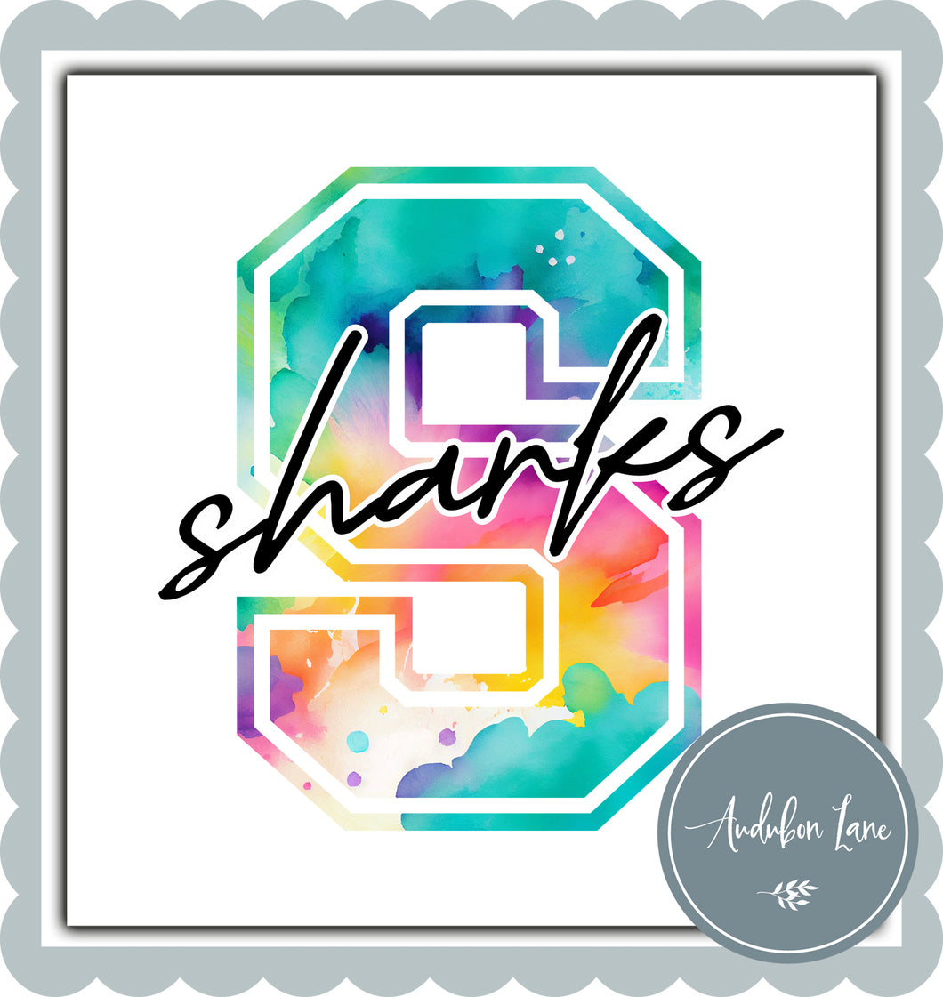 Sharks Watercolor Team Mascot Letter