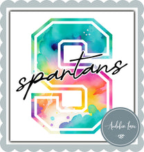 Load image into Gallery viewer, Spartans Watercolor Team Mascot Letter
