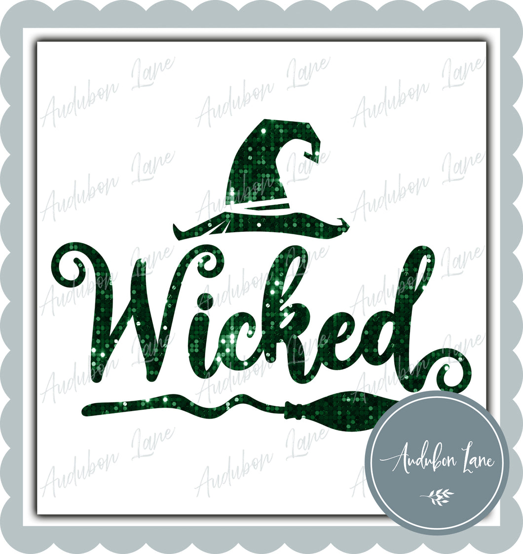 Wicked Green Faux Sequins Print Ready To Press DTF Transfer