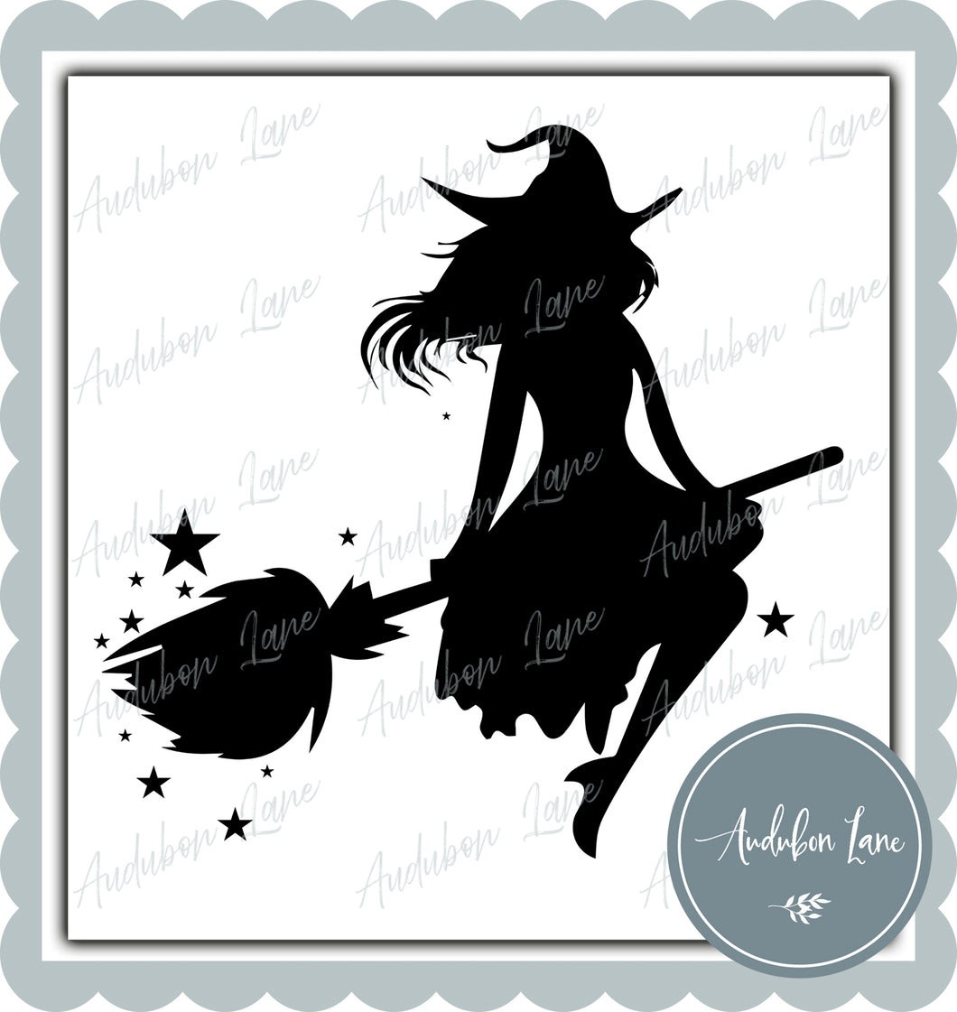 Witch On A Broom Black